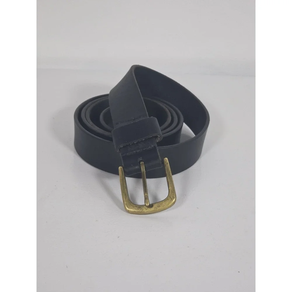 Duluth Trading Co Mens Size 48 Black Leather Belt USA Made Heavy Duty Workwear